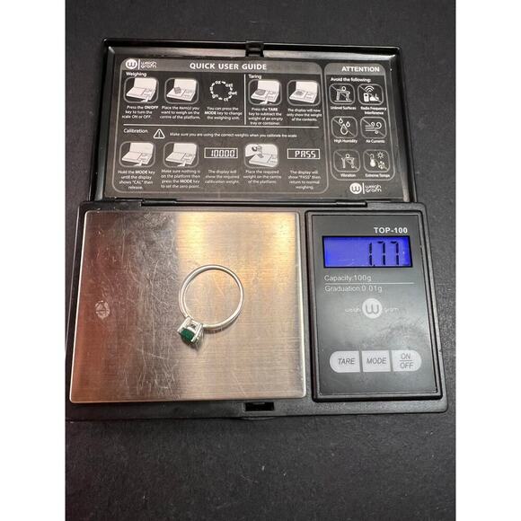 Green onyx sterling silver solitaire ring size 9 - Picture 15 of 15